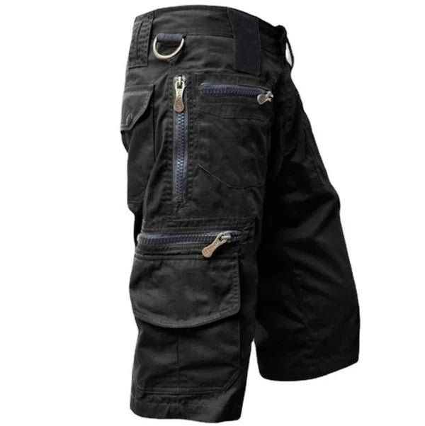 Pantaloncini Cargo da Uomo con Tasche Multiple e Zip Stile Outdoor
