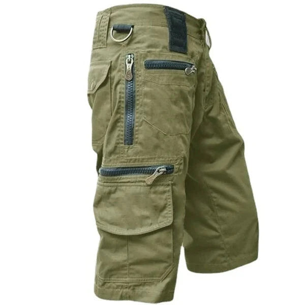 Pantaloncini Cargo da Uomo con Tasche Multiple e Zip Stile Outdoor
