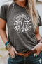 T-shirt grigia con grafica Western e testa di bue