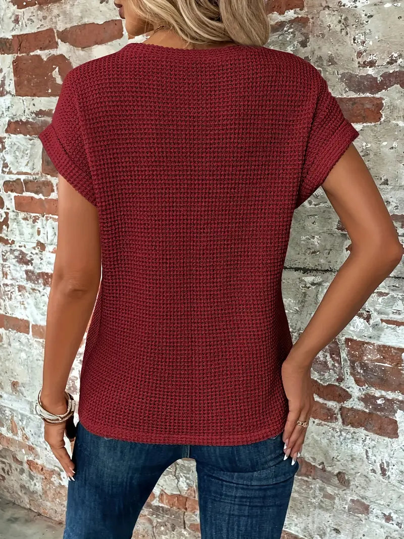 T-shirt Estivo da Donna con Maniche Corte e Girocollo in Tessuto Leggero
