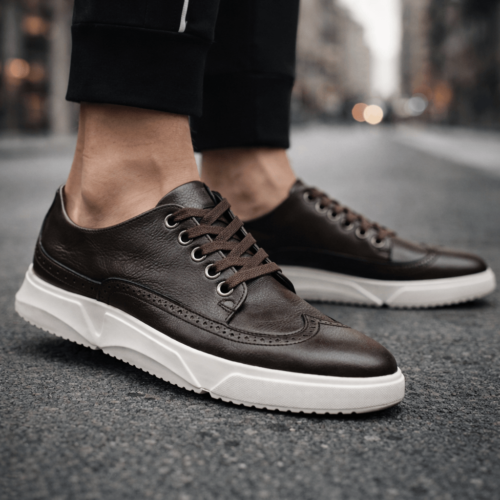 Sneakers Brogue in Pelle
