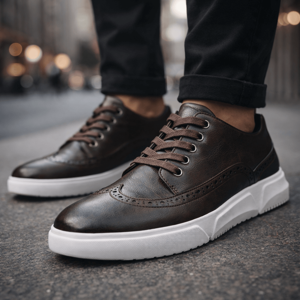 Sneakers Brogue in Pelle
