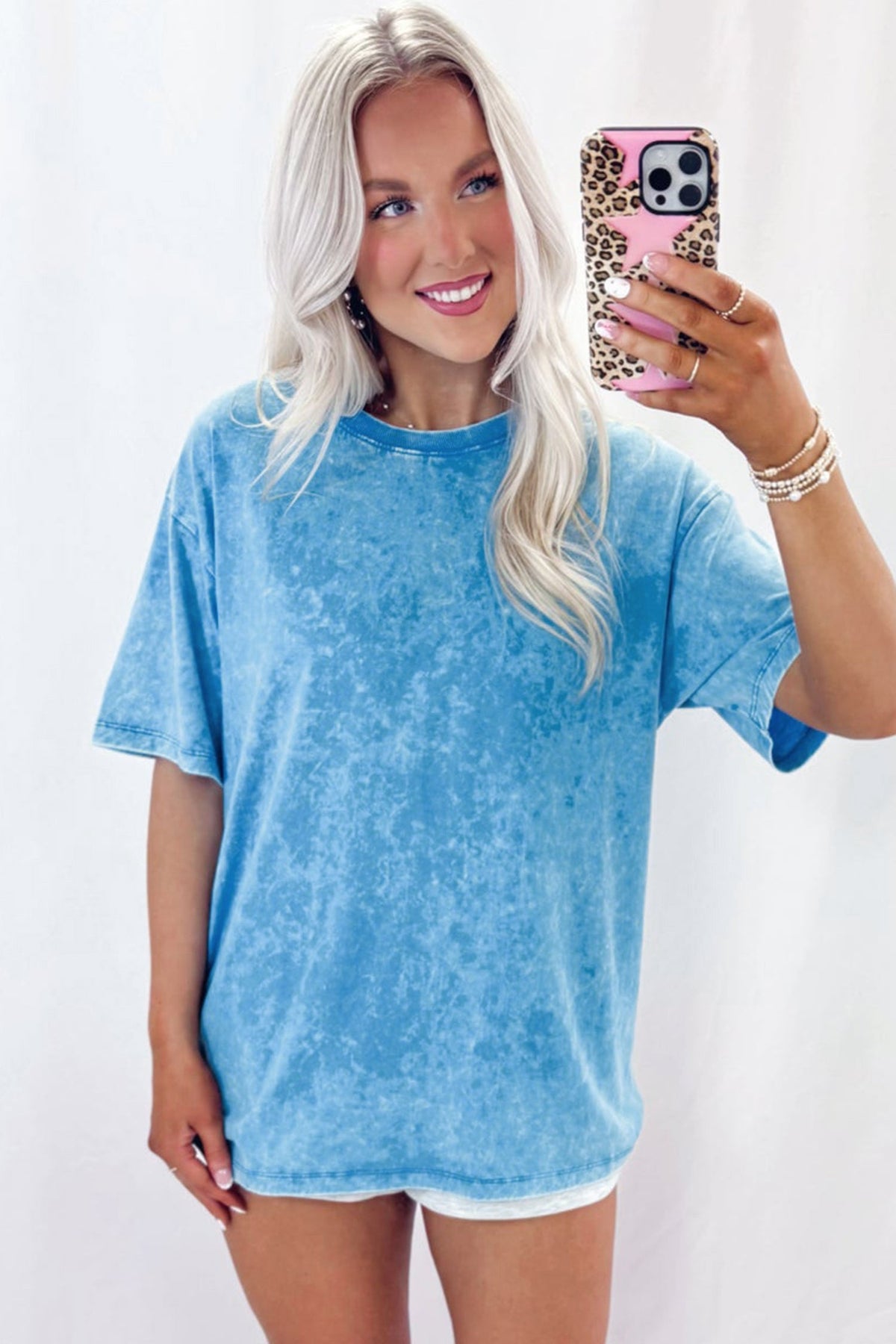 T-shirt Oversize Blu Effetto Lavaggio Minerale