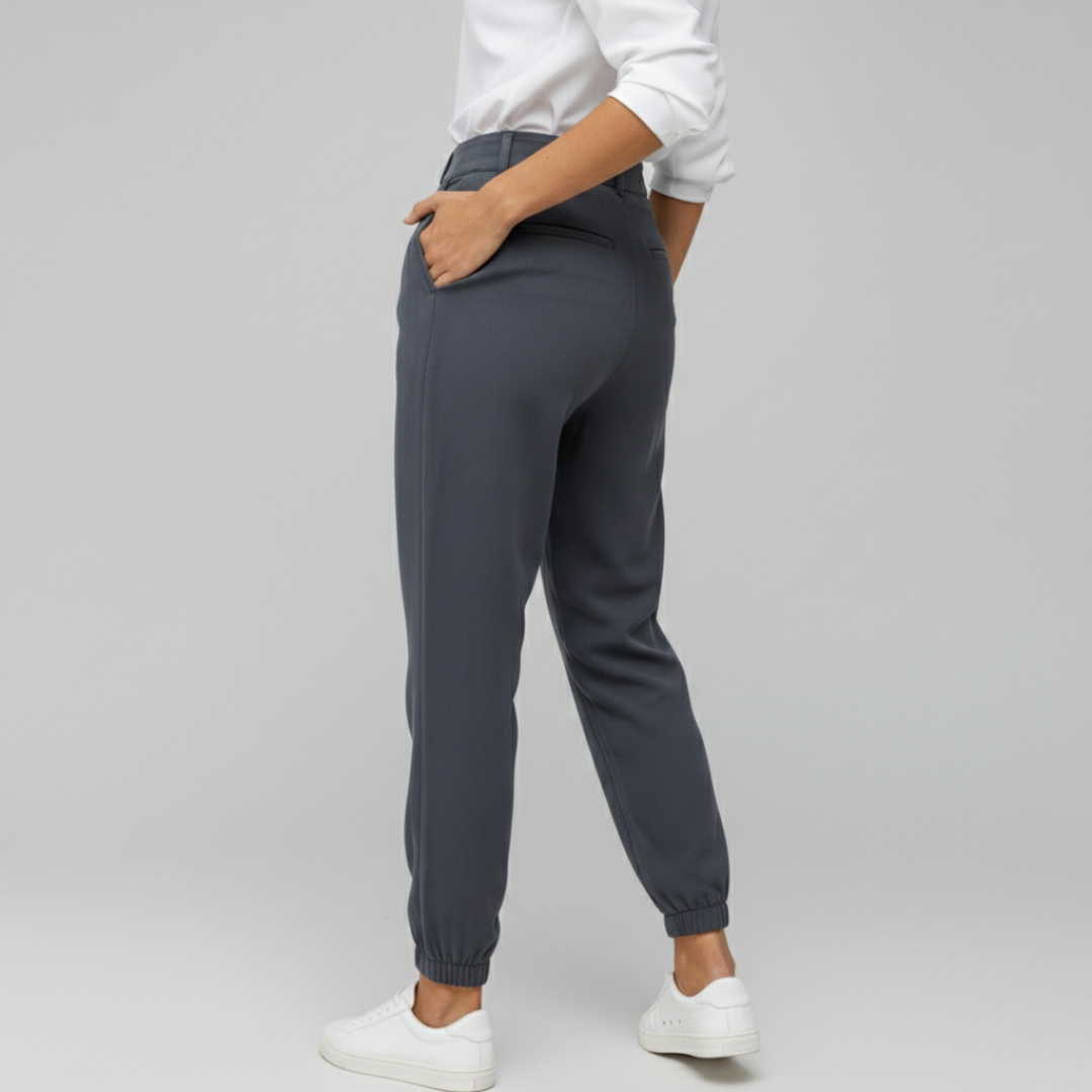 Pantaloni Eleganti Donna Vita Alta e Fondo Elastico