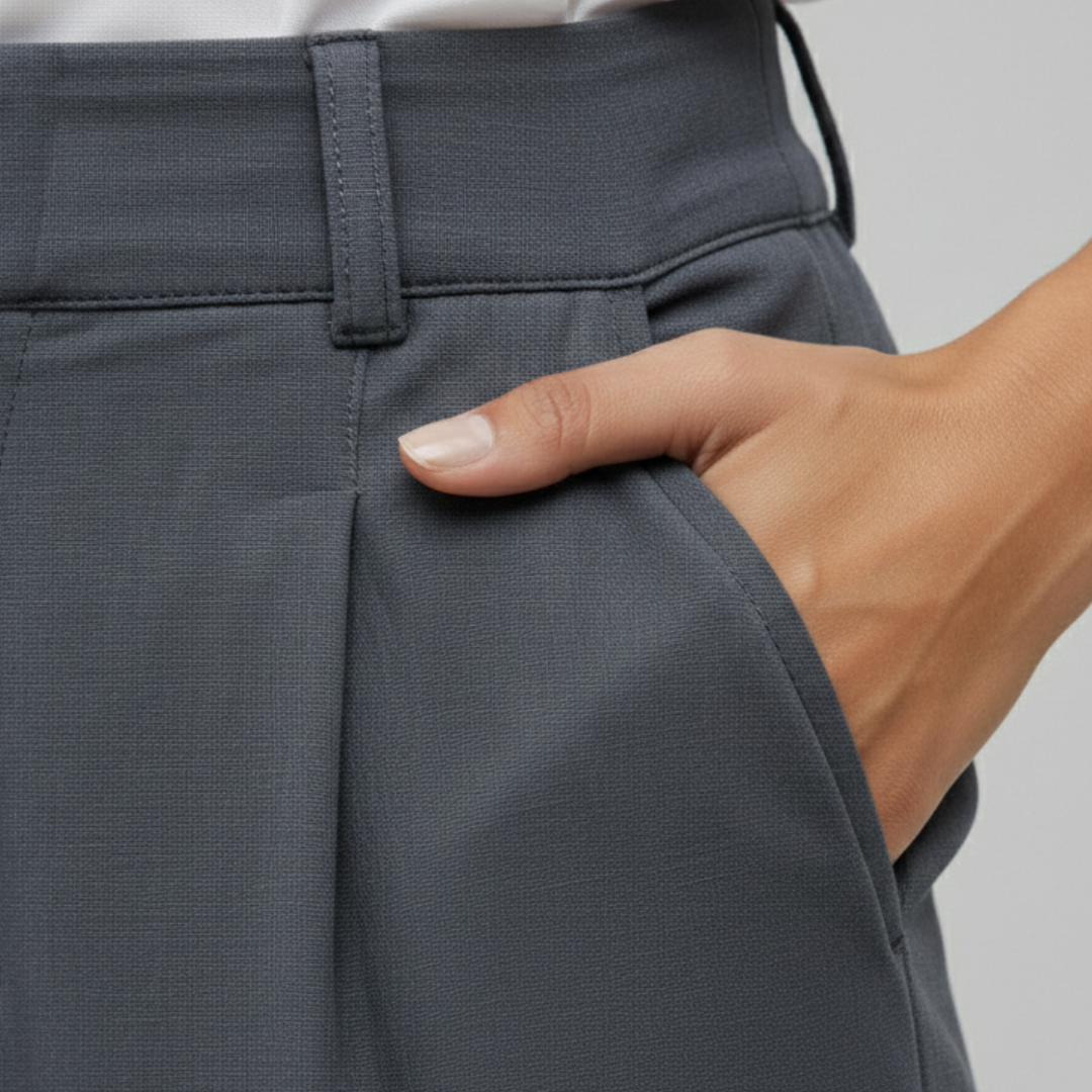 Pantaloni Eleganti Donna Vita Alta e Fondo Elastico