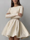 Alina | Elegante Abito Skater da Donna in Crema con Maniche Lunghe