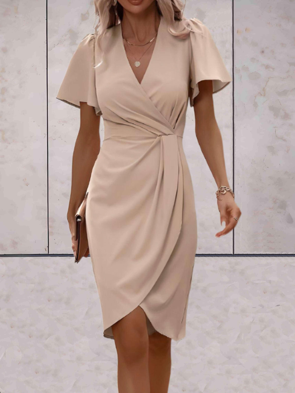 Abito a Portafoglio Donna Harper – Elegante Abito Incrociato con Scollo a V & Taglio Regolabile per Ogni Occasione