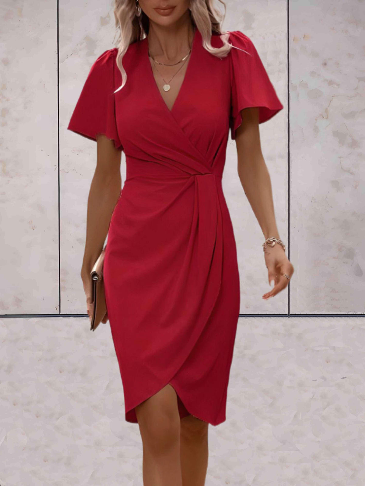 Abito a Portafoglio da Donna – Elegante Abito Incrociato con Scollo a V e Vestibilità Regolabile per Ogni Occasione