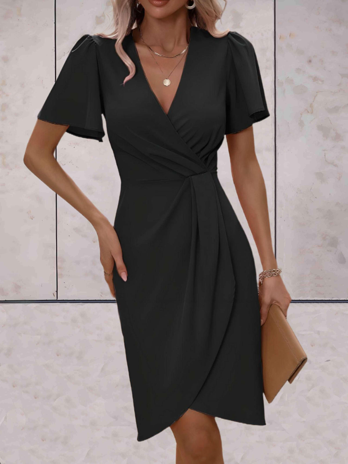 Abito a Portafoglio da Donna – Elegante Abito Incrociato con Scollo a V e Vestibilità Regolabile per Ogni Occasione