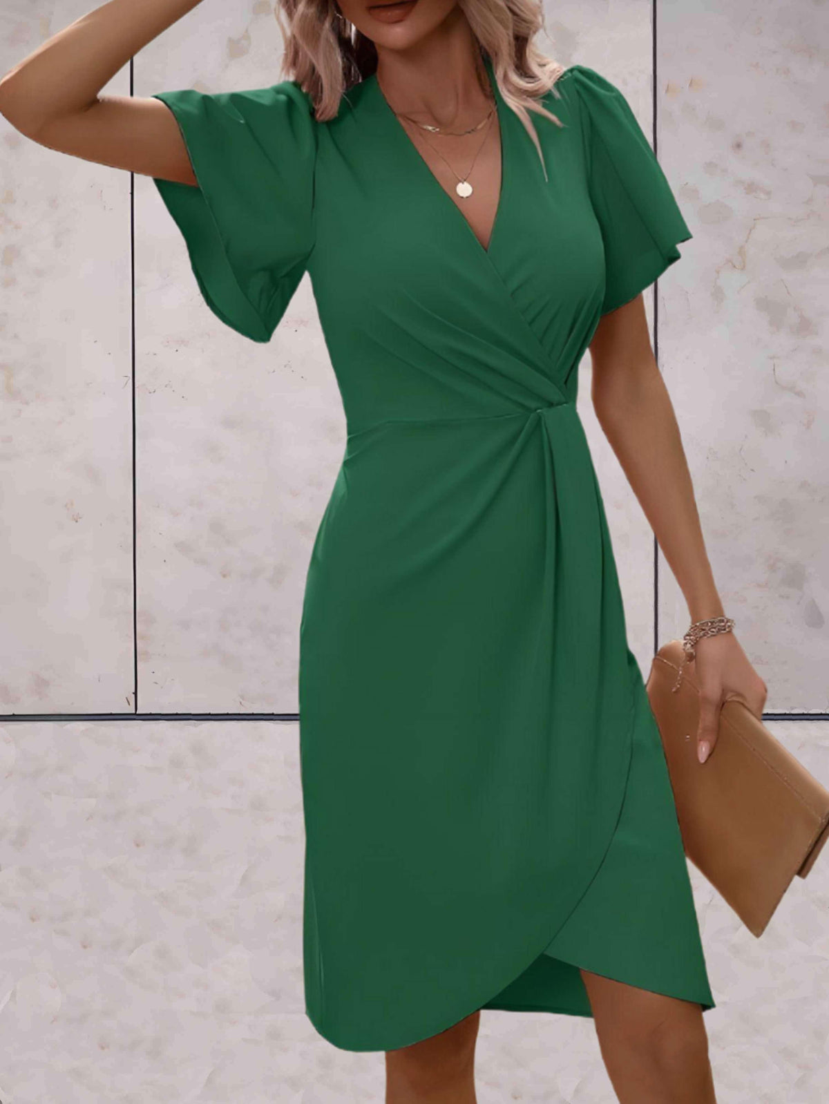 Abito a Portafoglio Donna Harper – Elegante Abito Incrociato con Scollo a V & Taglio Regolabile per Ogni Occasione