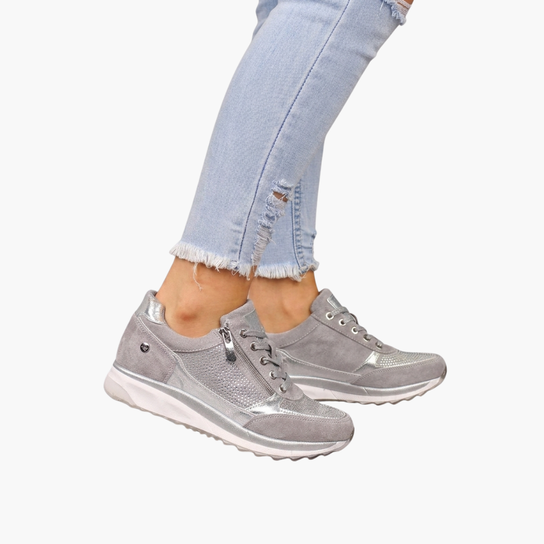 Sneakers stringate da donna con cerniera laterale e suola testurizzata