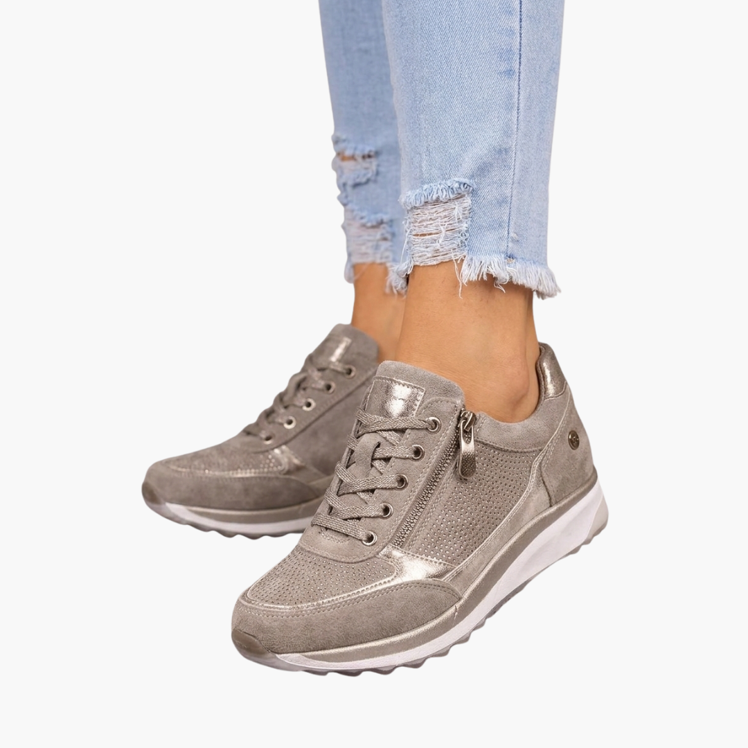 Sneakers stringate da donna con cerniera laterale e suola testurizzata