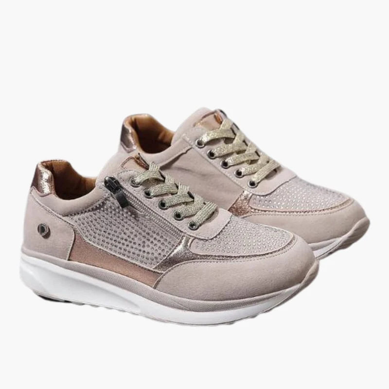 Sneakers stringate da donna con cerniera laterale e suola testurizzata
