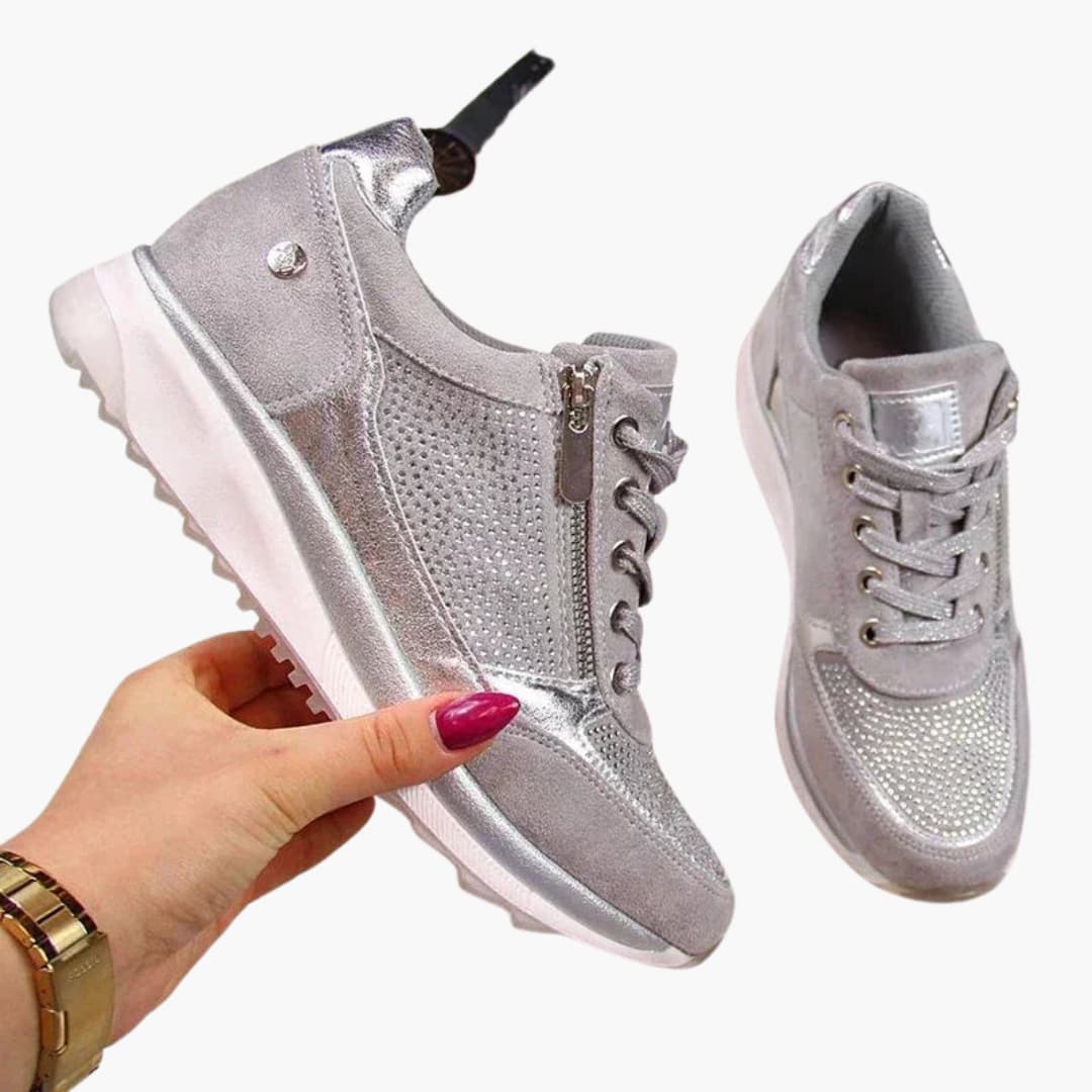 Sneakers stringate da donna con cerniera laterale e suola testurizzata