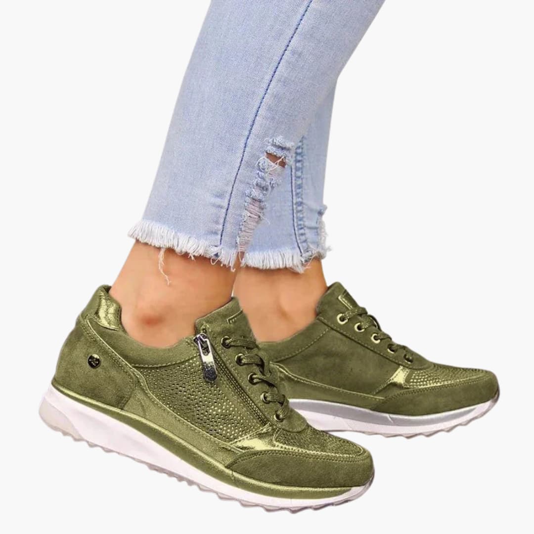 Sneakers stringate da donna con cerniera laterale e suola testurizzata
