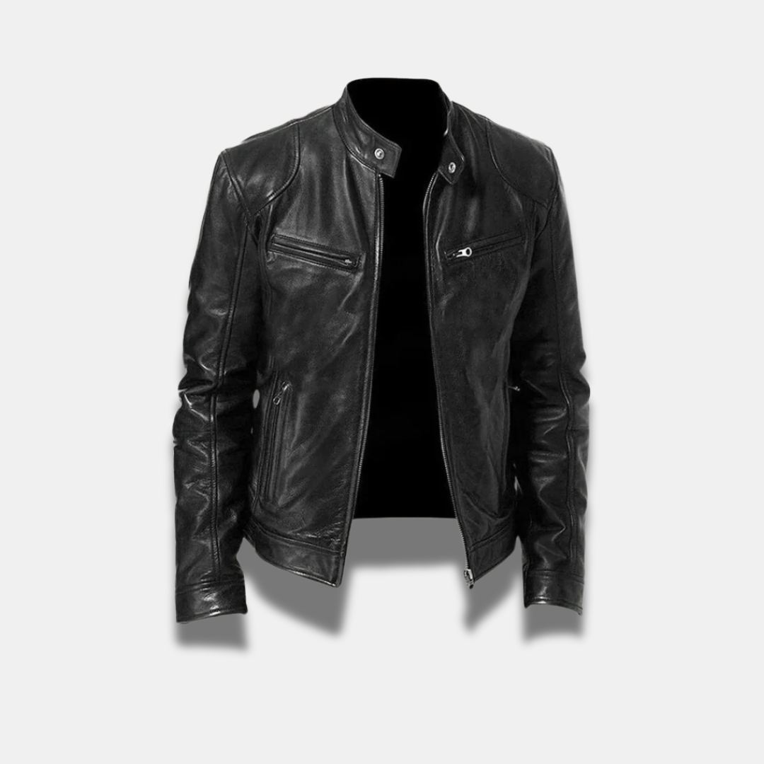 Giacca in pelle classica da uomo – Giacca da motociclista slim fit di alta qualità