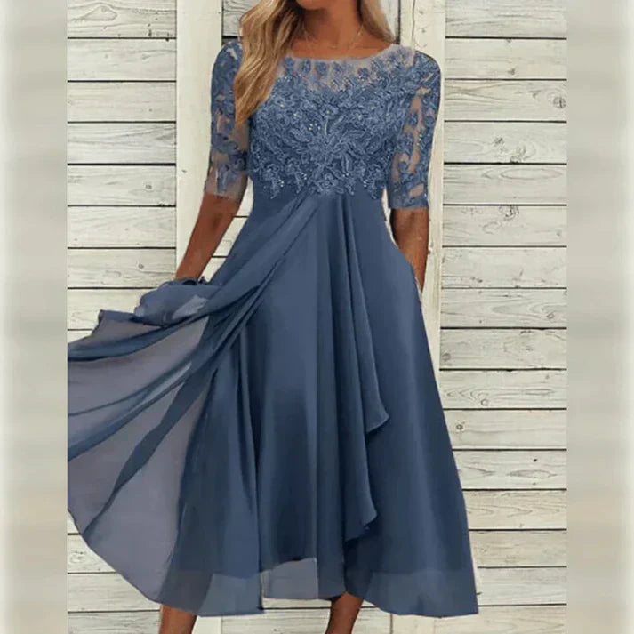 Aria™ - Abito Midi in Pizzo e Chiffon