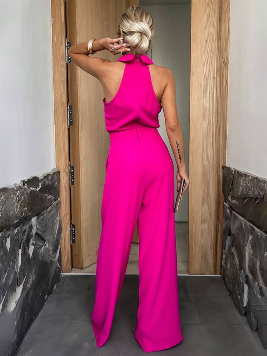 Tuta Palazzo Schiena Scoperta con Cintura – Eleganza Chic