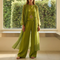 Cayetana | Completo da Tre Pezzi Palazzo Donna Cardigan Lungo Trasparente