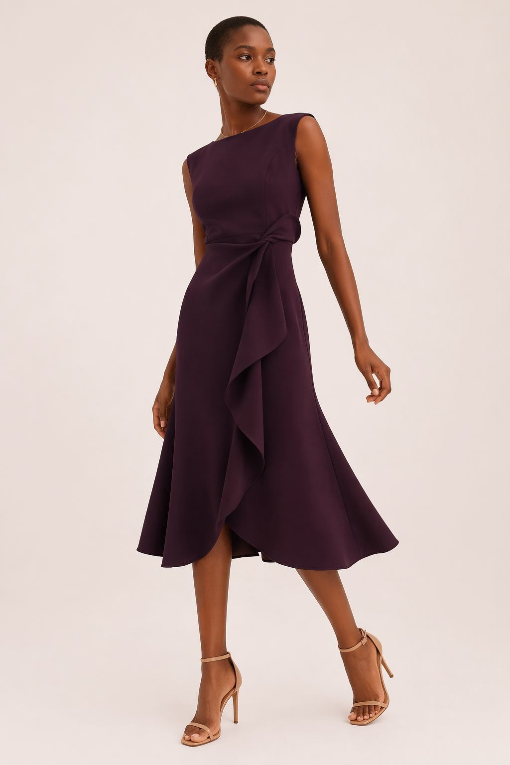 Vestito midi elegante da donna aderente con spacco