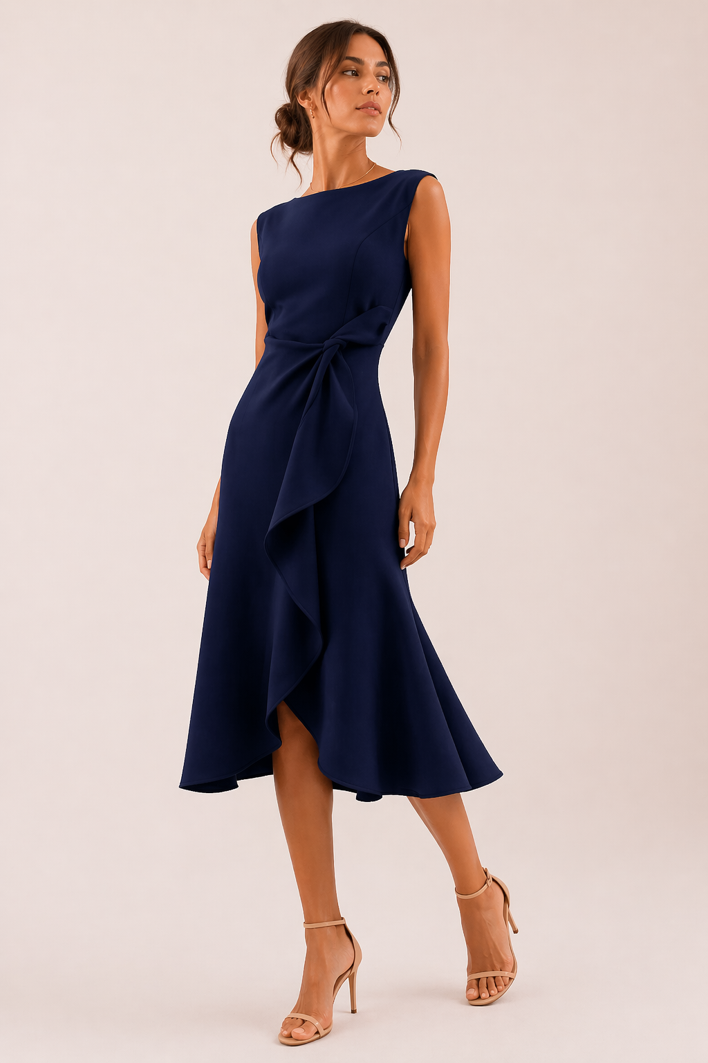 Vestito midi elegante da donna aderente con spacco