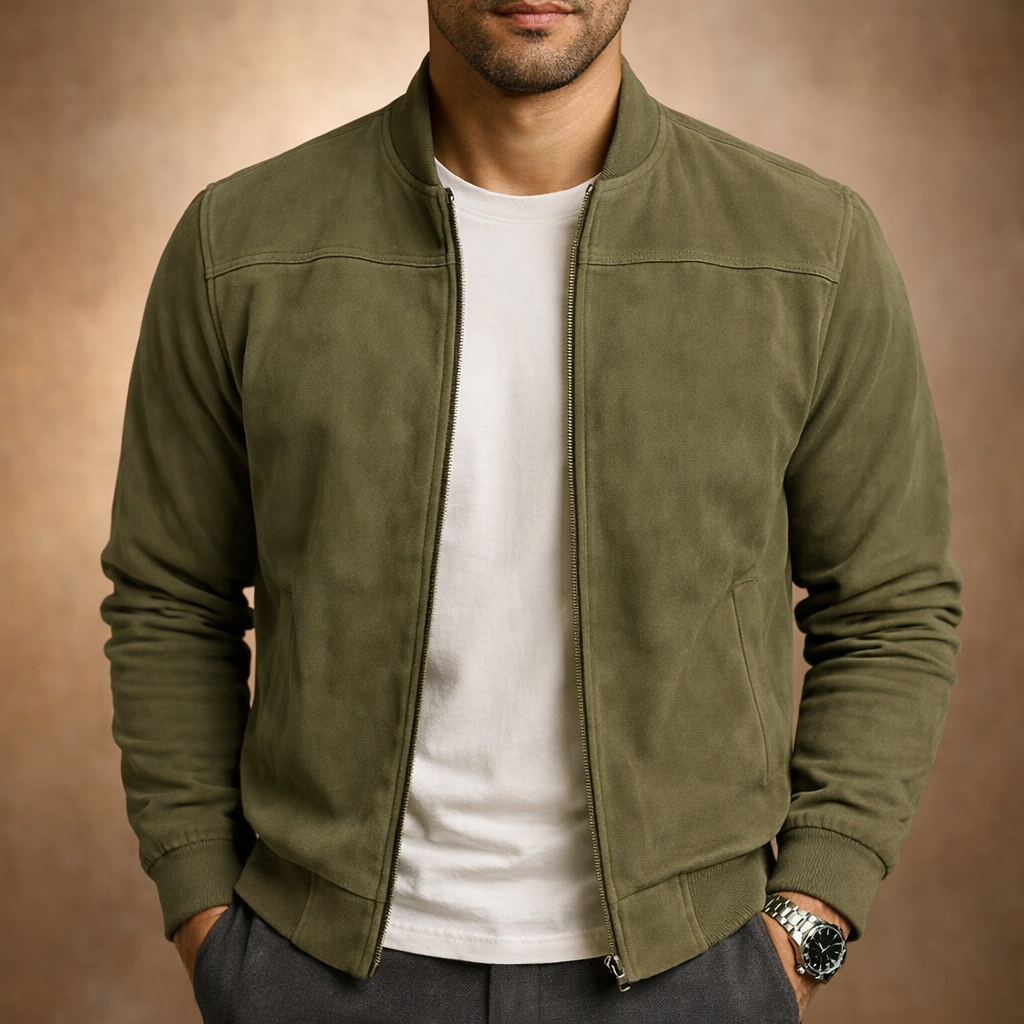 Giacca Bomber da Uomo in Scamosciato Leggera Smart Casual per Tutte le Stagioni