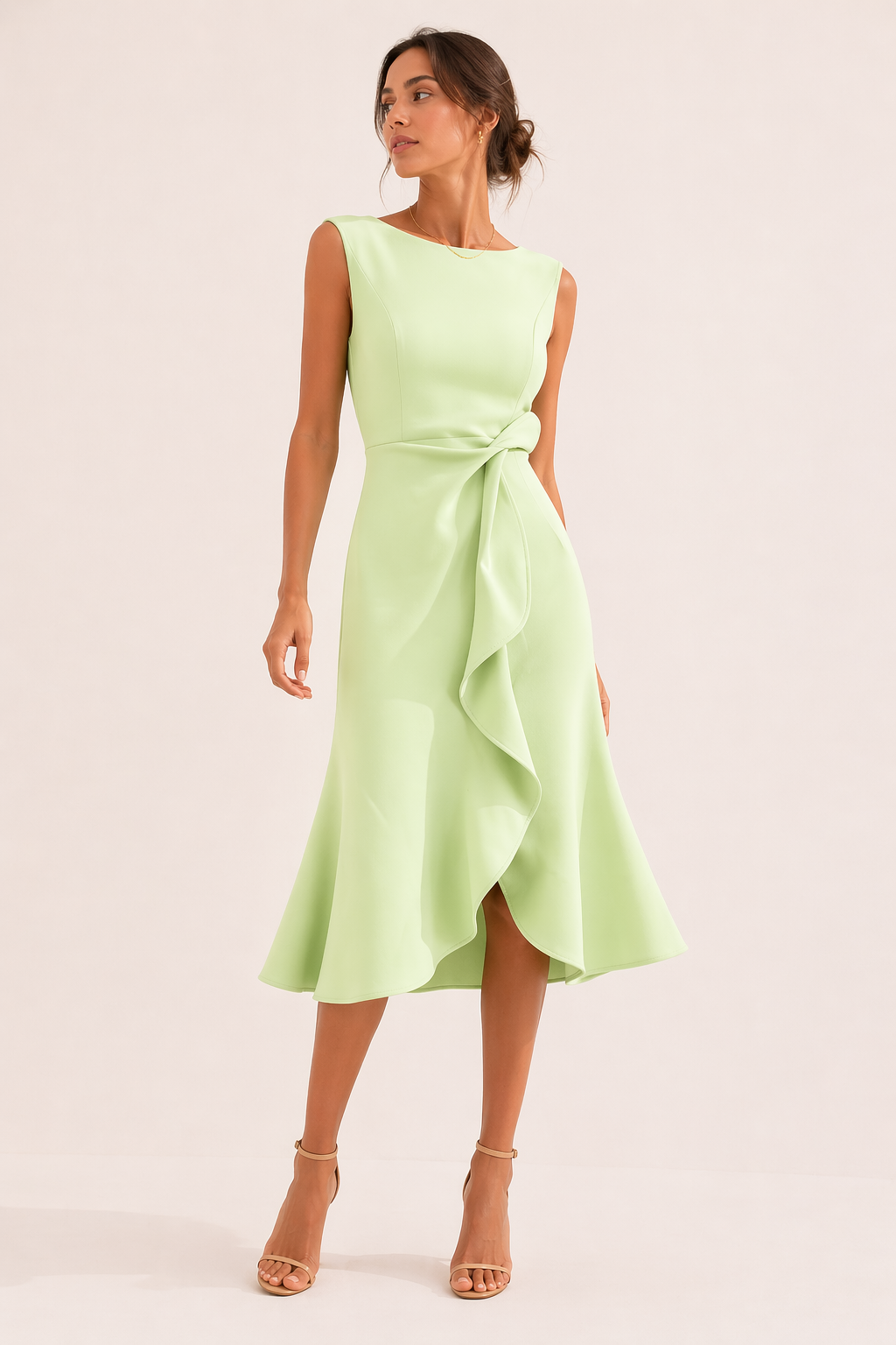 Vestito midi elegante da donna aderente con spacco