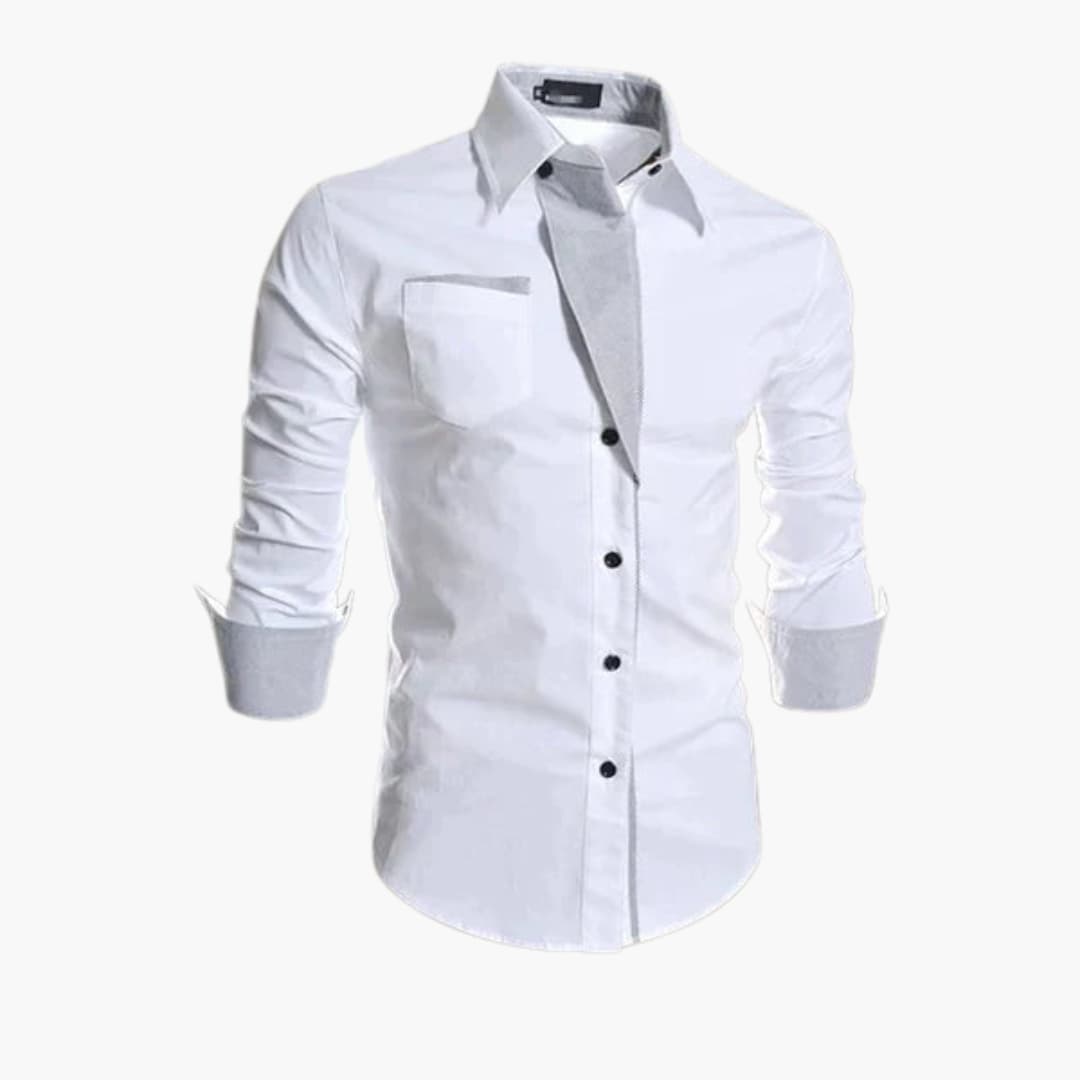 Camicia classica da uomo con bottoni, colletto e polsini a contrasto