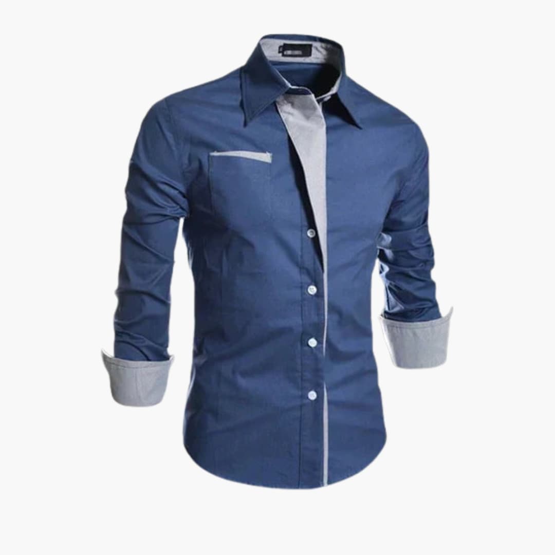 Camicia classica da uomo con bottoni, colletto e polsini a contrasto