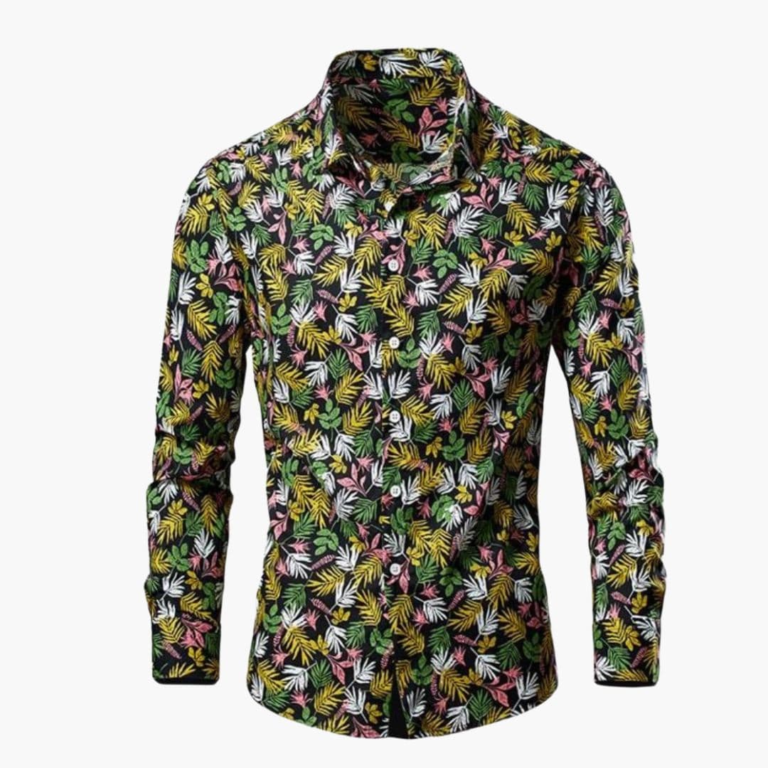 Camicia da uomo a maniche lunghe con motivo floreale