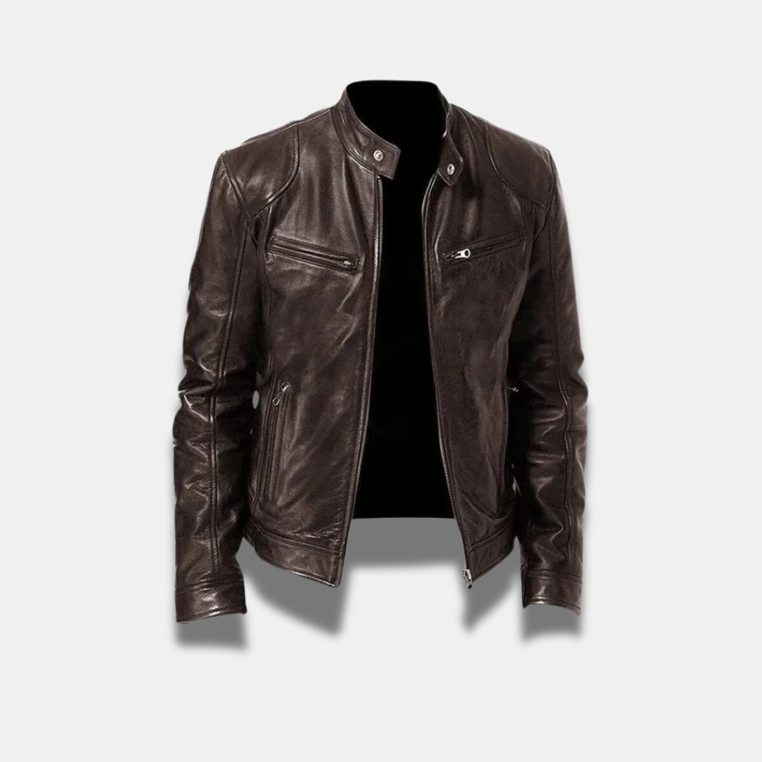 Giacca in pelle classica da uomo – Giacca da motociclista slim fit di alta qualità