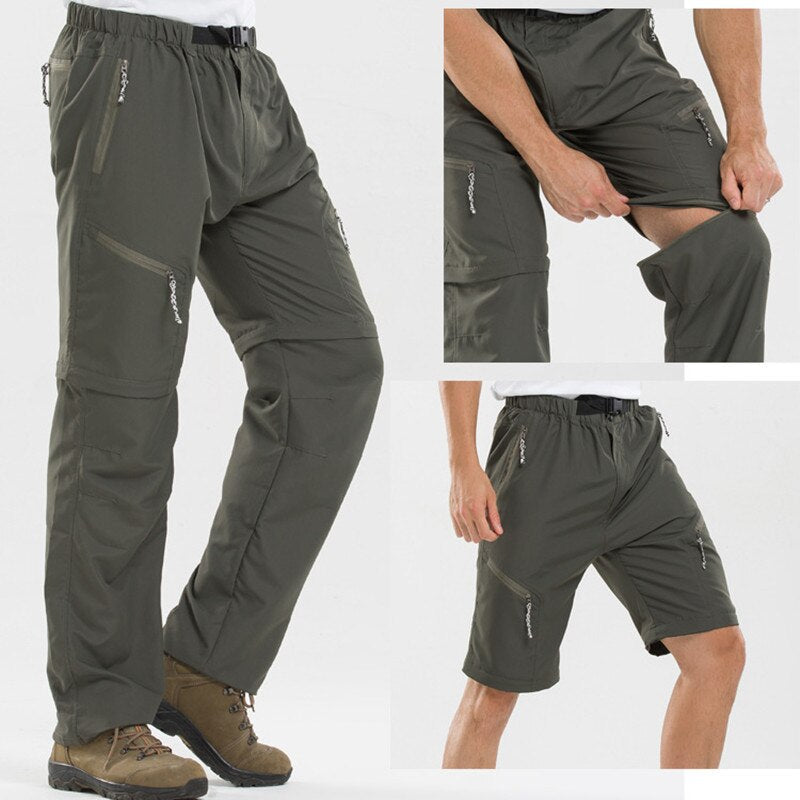 Pantaloni Convertibili da Uomo con Vita Elastica e Cerniere