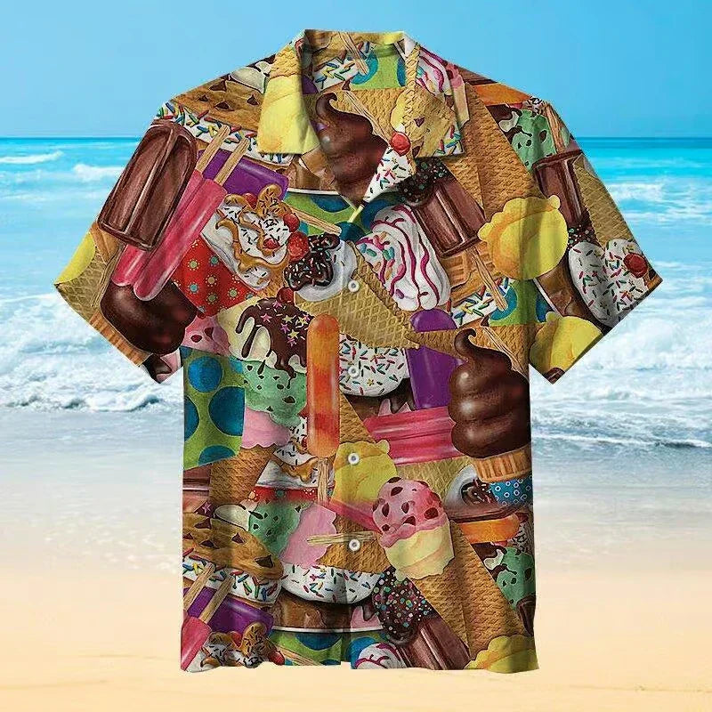 Eiscreme-Shirt – Kurzarm – mit Knöpfen – Polohemd – Herrenhemden-Gelb-S-Chaps Herrenmode