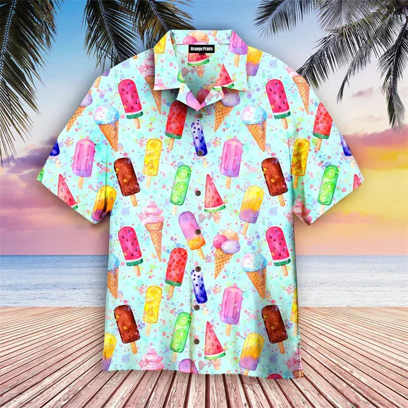 Eiscreme-Shirt – Kurzarm – mit Knöpfen – Polohemd – Herrenhemden-Grün-S-Chaps Herrenmode