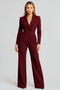 Tuta donna elegante stile blazer con scollo a V e gamba ampia vestibilità regolare