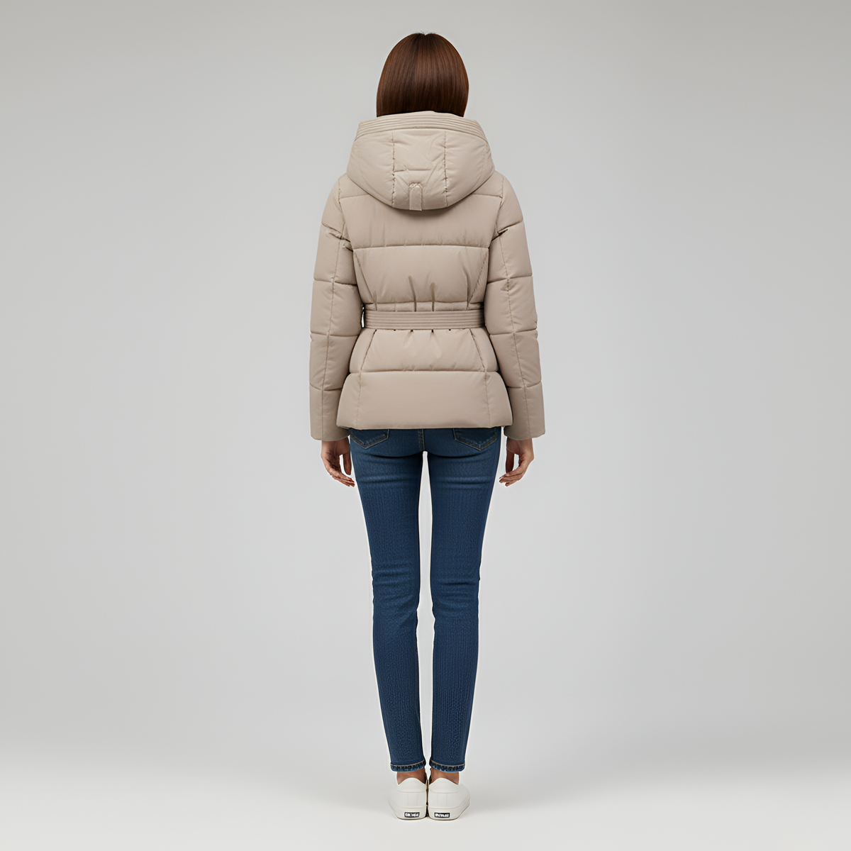 Valerios Fashion piumino donna con cappuccio e cintura imbottito invernale