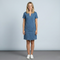 Vestito Donna in Denim Maniche Corte con Tasche e Scollo a V