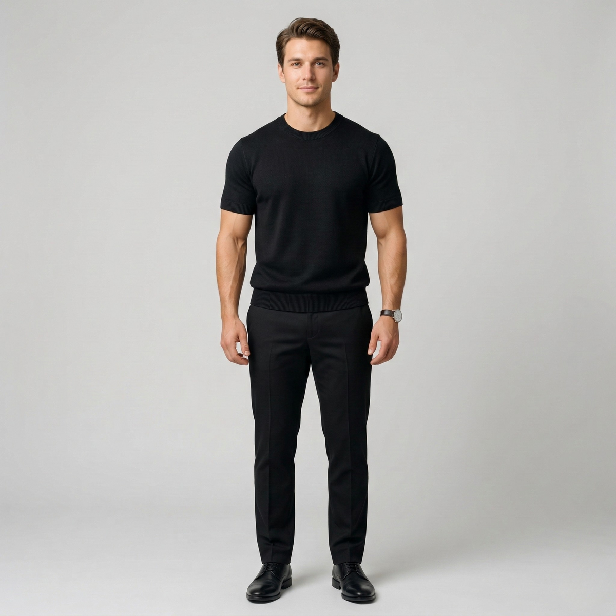 Maglia uomo in cotone maniche corte girocollo maglione leggero casual vestibilità slim
