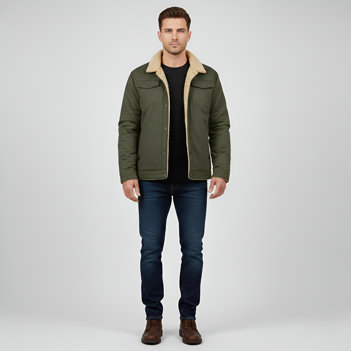 Valerios Fashion giacca invernale uomo foderata peluche antivento