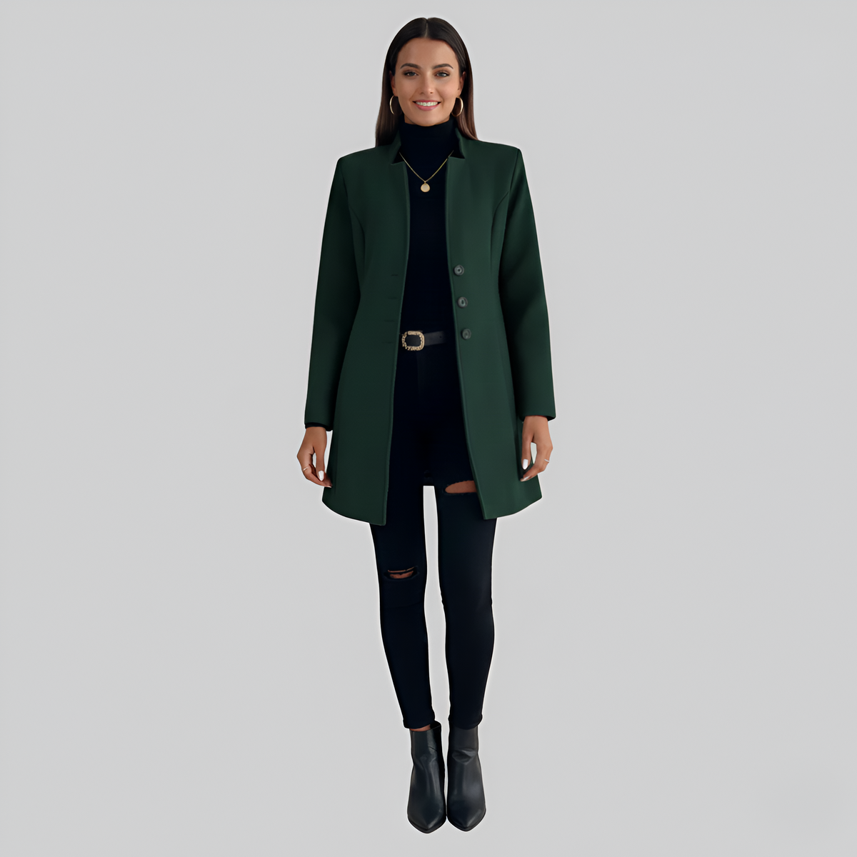 Valerios Fashion cappotto donna elegante lungo con chiusura a bottoni