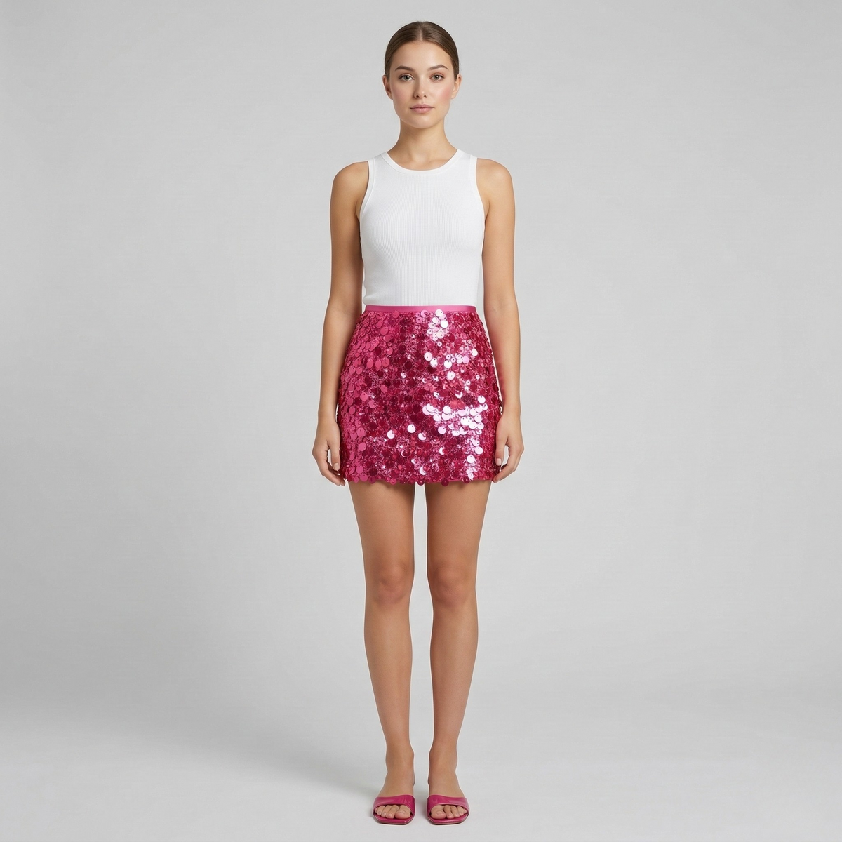 Gonna corta donna con paillettes mini gonna elegante aderente per festa e sera