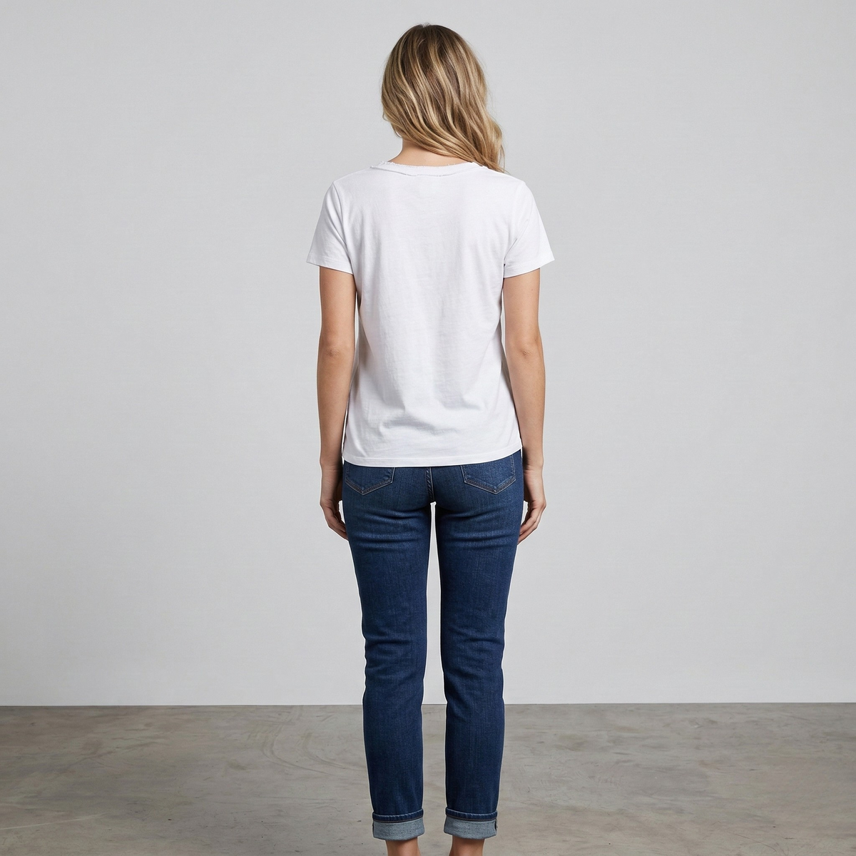 Maglietta donna in cotone scollo a V maniche corte t-shirt casual vestibilità regolare