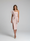 Abito donna monospalla con paillettes e cintura, vestito elegante da cocktail