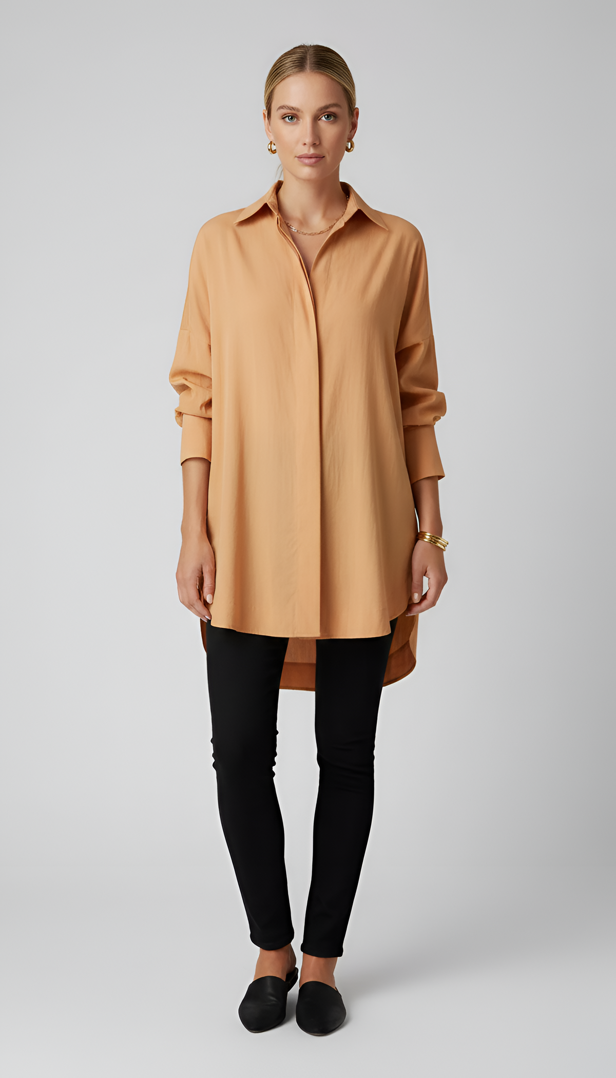 Valerios Fashion camicia donna oversize in cotone con colletto classico