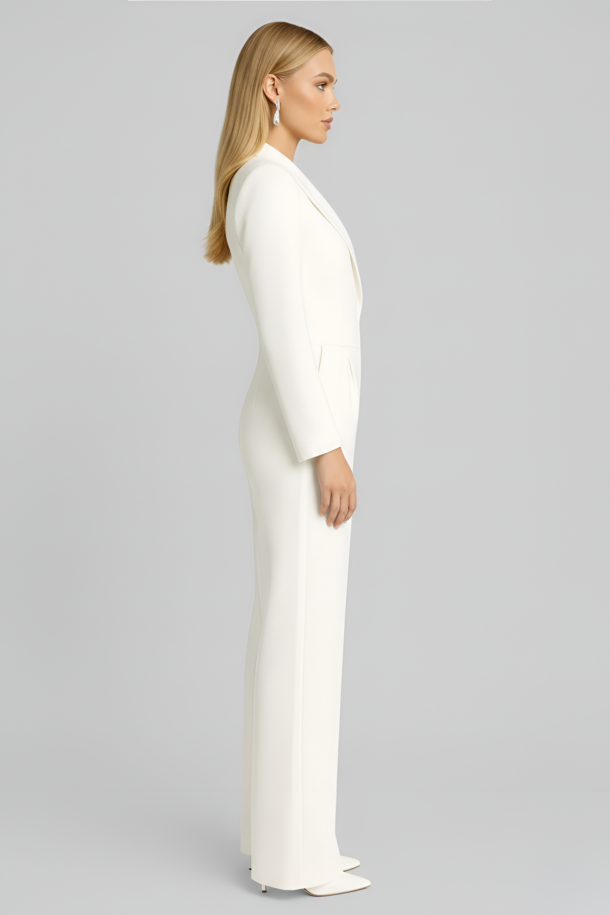 Tuta donna elegante stile blazer con scollo a V e gamba ampia vestibilità regolare