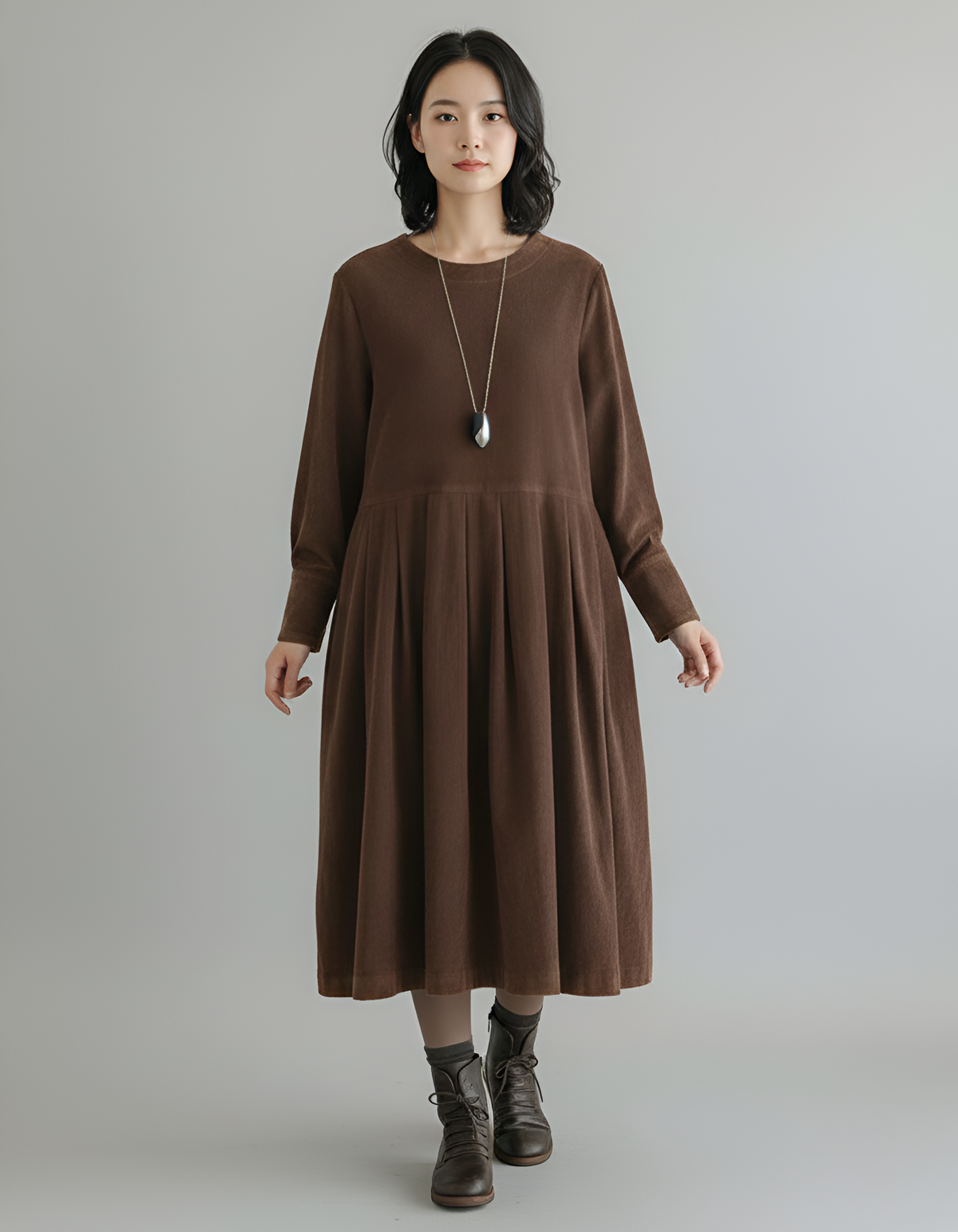 Valerios Fashion abito midi donna in cotone casual elegante
