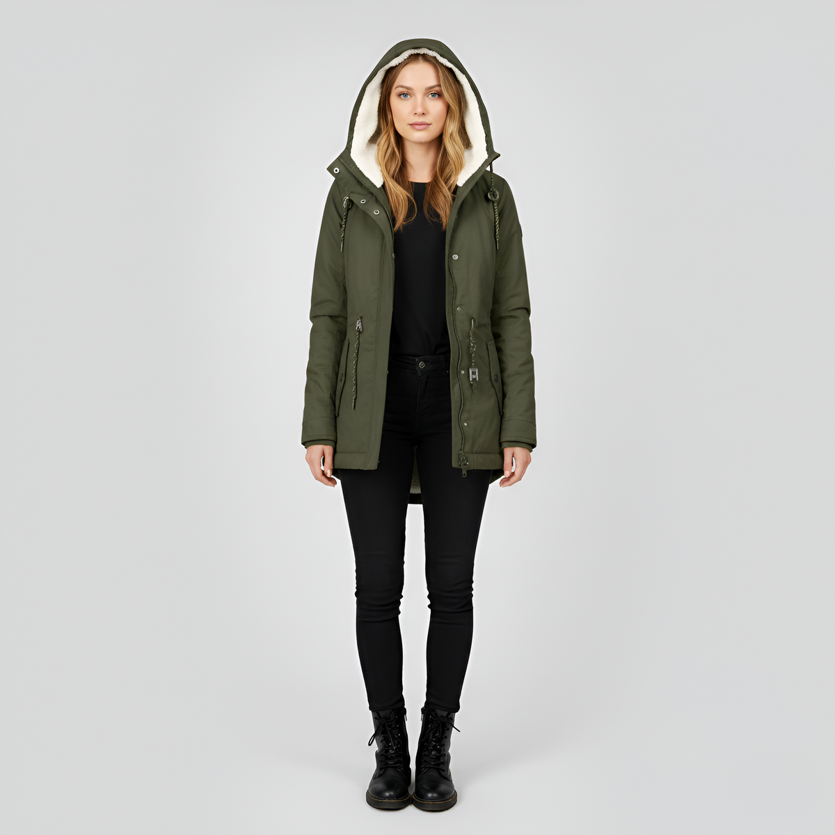 Valerios Fashion giacca invernale donna con cappuccio foderata in pile termo-caldo