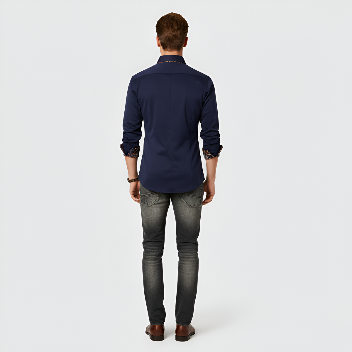 Valerios Fashion camicia uomo slim fit in cotone con dettagli stampati