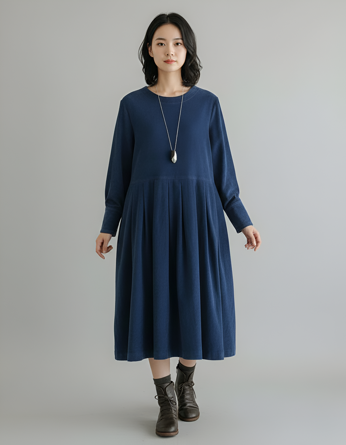 Valerios Fashion abito midi donna in cotone casual elegante