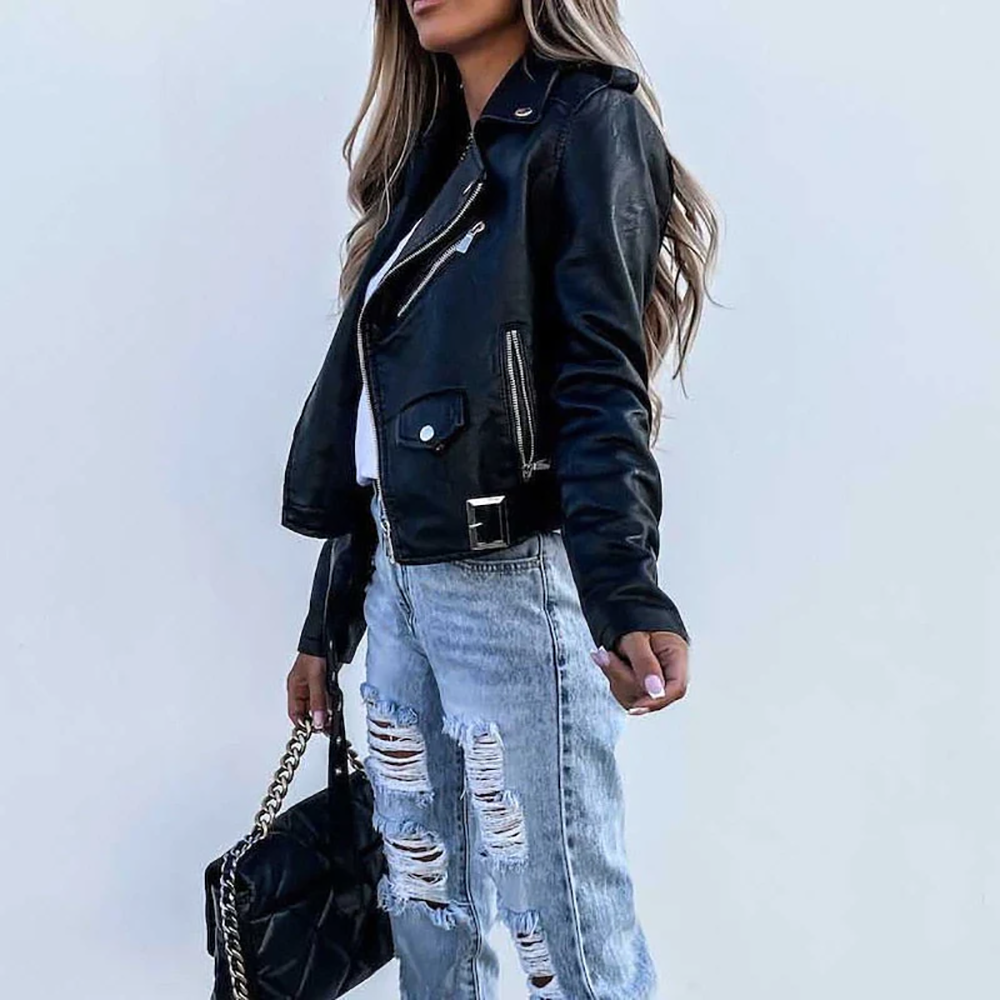 Giacca in pelle elegante e raffinata da donna